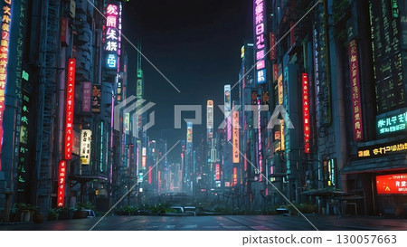遊戲背景:Cybertown 圖像,夜晚繁華的市中心區域 遊戲背景:Cybertown 圖像,夜晚繁華的市中心區域 130057663