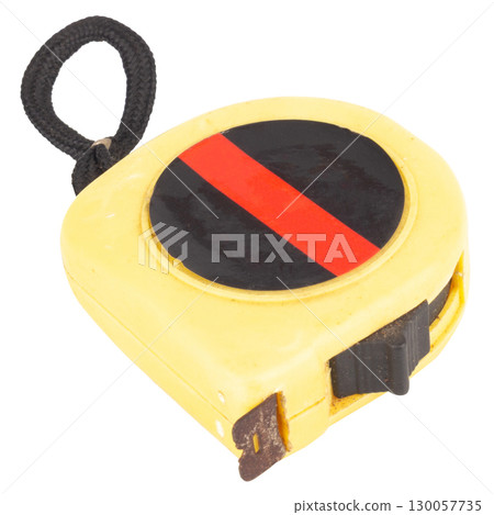 Yellow tape measure isolated on white background Yellow tape measure isolated on white background 130057735