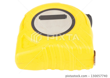 Yellow tape measure isolated on white background Yellow tape measure isolated on white background 130057740
