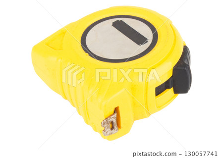 Yellow tape measure isolated on white background 130057741