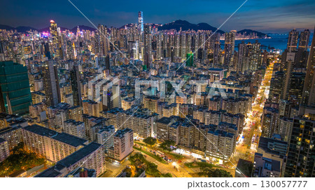 Aug 22 2025 Night View of Sham Shui Po District Hong Kong Aug 22 2025 Night View of Sham Shui Po District Hong Kong 130057777