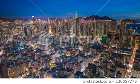 Aug 22 2025 Night View of Sham Shui Po District Hong Kong Aug 22 2025 Night View of Sham Shui Po District Hong Kong 130057779