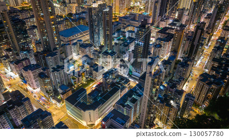 Aug 22 2025 Night View of Sham Shui Po District Hong Kong Aug 22 2025 Night View of Sham Shui Po District Hong Kong 130057780