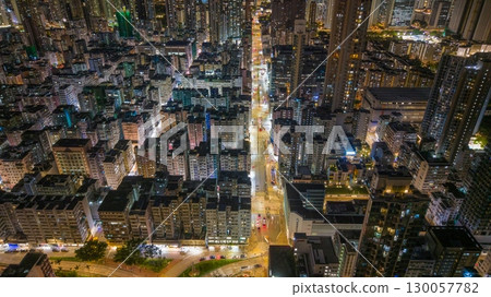 Aug 22 2025 Night View of Sham Shui Po District Hong Kong 130057782