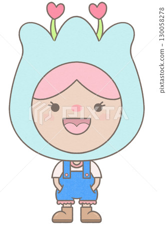 Cute garden little fairy light blue tulip girl Cute garden little fairy light blue tulip girl 130058278