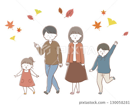 A close family going out in autumn A close family going out in autumn 130058281