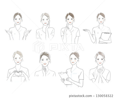 手繪女性、美容師、護理師插圖 手繪女性、美容師、護理師插圖 130058322