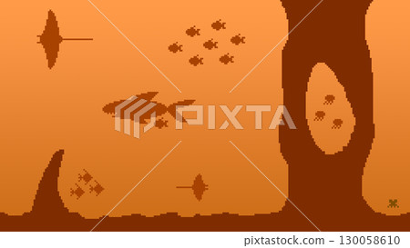 海底像素藝術背景（傍晚） 130058610