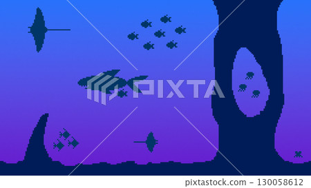 海底像素藝術背景(夜晚) 海底像素藝術背景(夜晚) 130058612