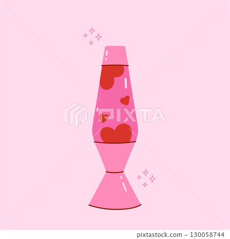 Lava lamp pink red colors on pale pink color. Vector graphics. 130058744