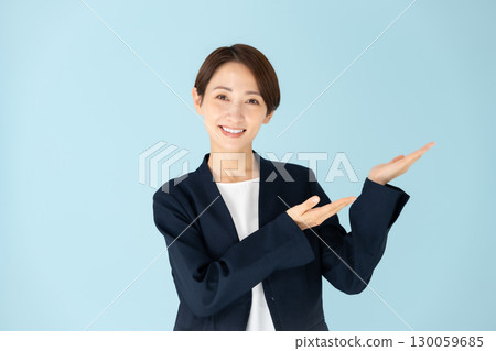Female business portrait hand waving 130059685