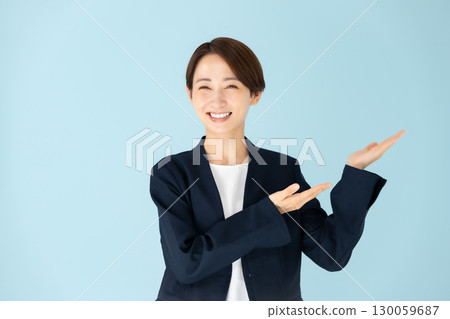 Female business portrait hand waving Female business portrait hand waving 130059687