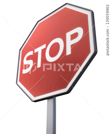 Red octagonal stop traffic sign isolated transparent background 130059902