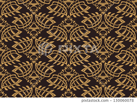 Decorative flowers and leaves in art nouveau style 130060078