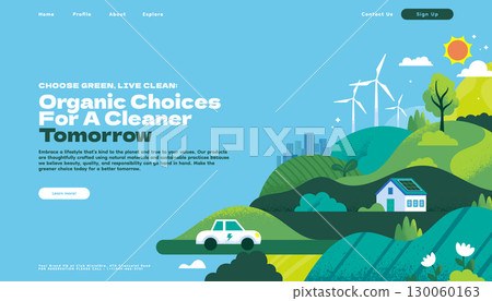 Flat Sustainable Energy and Eco-Friendly Planet Landing Page 130060163