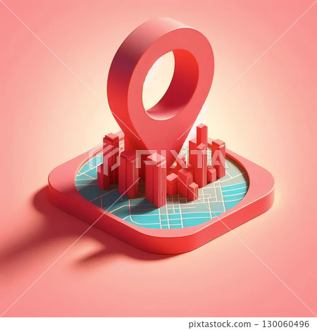 A neumorphic location pin icon, AI generated image 130060496
