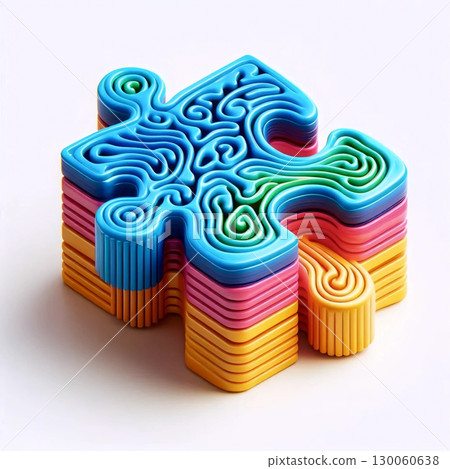 A neumorphic puzzle piece icon, AI generated image 130060638