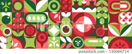 Vegetable Seamless Mosaic Background in a vector illustration 130060714