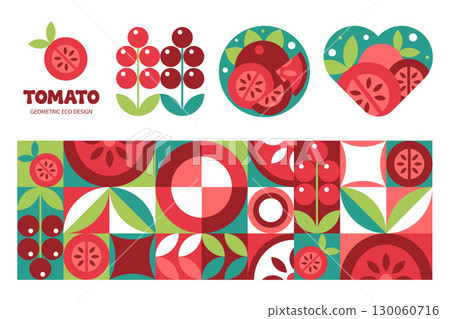 Tomato Abstract Geometric Pattern with logo in a vector illustration Tomato Abstract Geometric Pattern with logo in a vector illustration 130060716