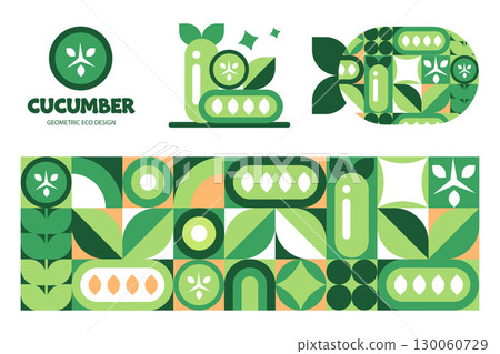 Cucumber Fresh Seamless Ornament with logo in a vector illustration 130060729