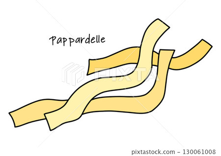 Thinly rolled pappardelle noodles isolated on white, italian pasta Thinly rolled pappardelle noodles isolated on white, italian pasta 130061008