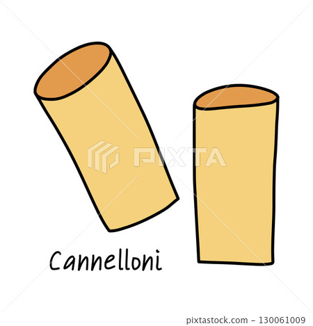 Italian empty cannelloni tubes on white background, dry pasta Italian empty cannelloni tubes on white background, dry pasta 130061009