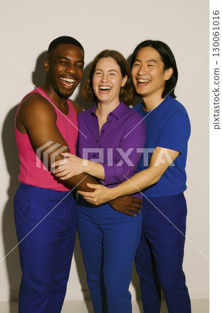 smiling friends in bisexual colors, generative AI 130061016