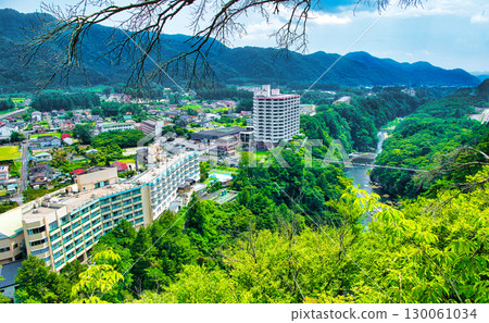 View of Kinugawa Onsen from Tateiwa Observatory in Nikko City, Tochigi Prefecture 130061034