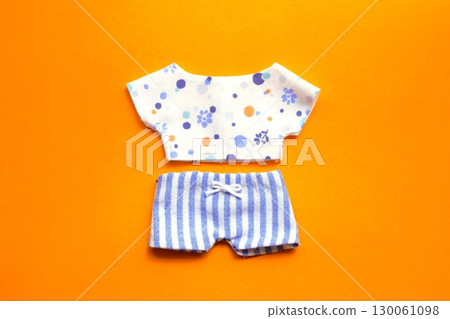 Plush clothes: Polka dot shirt and striped pants 130061098