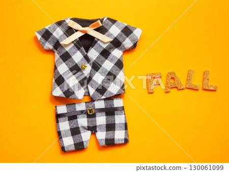 毛絨衣服黑白格紋套裝秋季 130061099