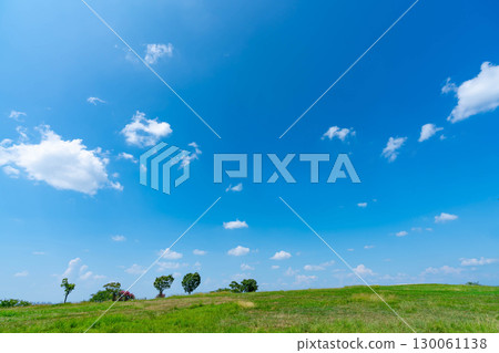 Blue sky and clouds and prairie 130061138
