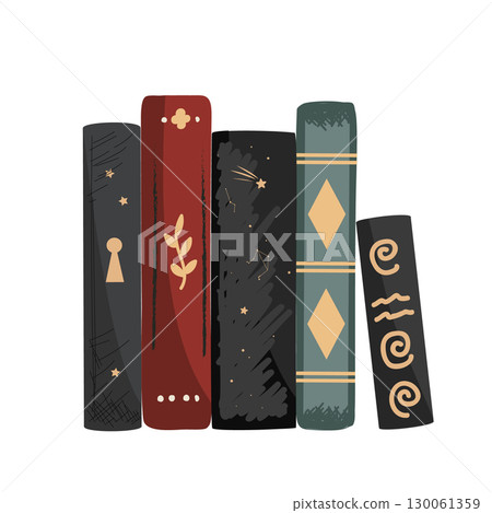 Standing vintage books composition isolated on white background. Vector illustration Standing vintage books composition isolated on white background. Vector illustration 130061359