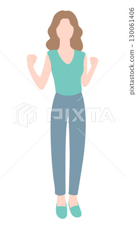 Woman standing with their fists clenched. Woman standing with their fists clenched. 130061406