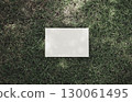 Real organic photo white blank card shadow overlay natural mockup organic design green grass texture 130061495
