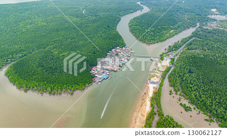 Aerial view of Bang Phat fishing village island Aerial view of Bang Phat fishing village island 130062127