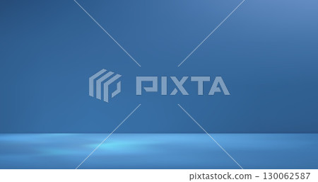 Empty blue studio room background with light floor and dark wall. Vector 3d bg of empty photo table or product display stand with light gradation and perspective. House interior and show room themes 130062587