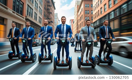 商人騎著 Segway 平衡車上下班 130062705