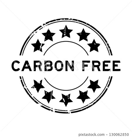 Grunge black carbon free word with star icon round rubber seal stamp on white background Grunge black carbon free word with star icon round rubber seal stamp on white background 130062850