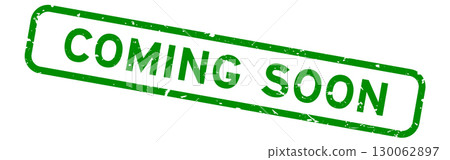 Grunge green coming soon word square rubber seal stamp on white background 130062897