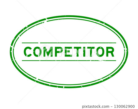 Grunge green competitor word oval rubber seal stamp on white background 130062900