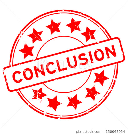 Grunge red conclusion word round rubber seal stamp on white background 130062934