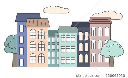 colorful houses cartoon illustration colorful houses cartoon illustration 130063030