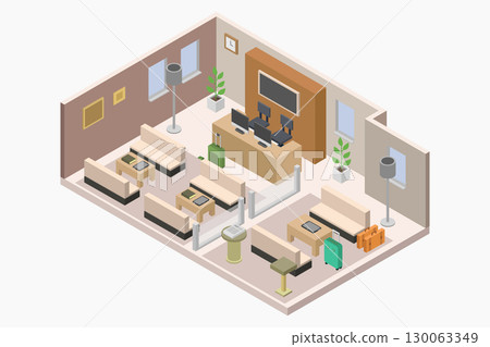 Isometric hotel reception Isometric hotel reception 130063349