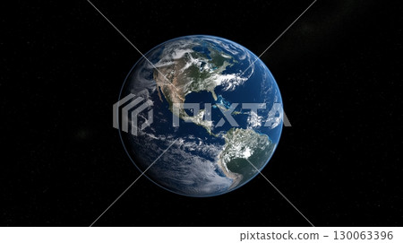 View of Earth from space with vibrant colors and stars in the background 130063396