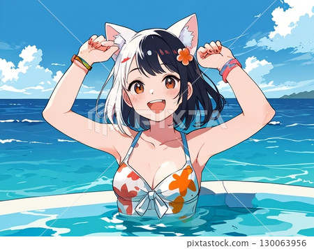 girl with cat ears 130063956