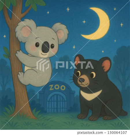新月之夜,動物園裡的無尾熊和袋獾 新月之夜,動物園裡的無尾熊和袋獾 130064107
