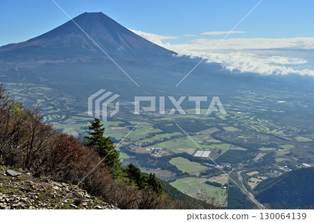 Mount Fuji and Asagiri Plateau as seen from Mount Kenashi in the Tenshi Mountains Mount Fuji and Asagiri Plateau as seen from Mount Kenashi in the Tenshi Mountains 130064139