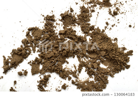 The soil from the garden is brown. 130064183