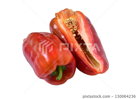 Fruits of sweet bell pepper. 130064236