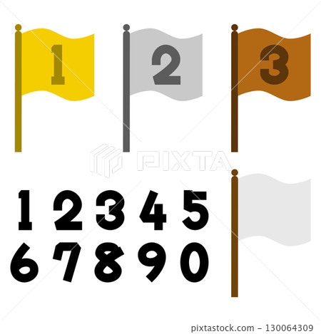 寫有排名的旗幟插圖 130064309